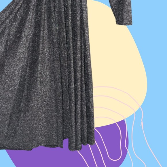 Plus Black and Silver Faux-Neck Dress - Picture 2 of 3